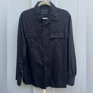 Converse Long Sleeve Button Down Shirt, Black, Men’s Large